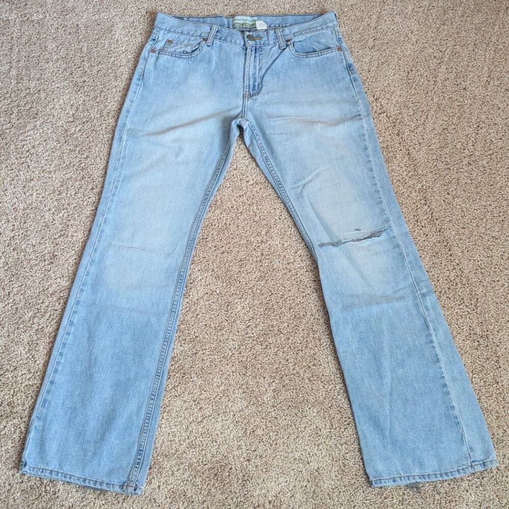 Y2K Vintage Old Navy Jeans Womens 10 Blue Boot-Cut Distressed Light Wash 00s